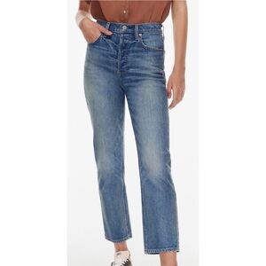 Denim Forum The Arlo High Rise Straight Jeans Blue